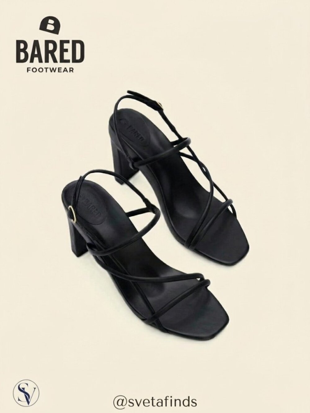 BNIB Bared Footwear Godwit Black Leather Strappy Heel Sandals Size 38